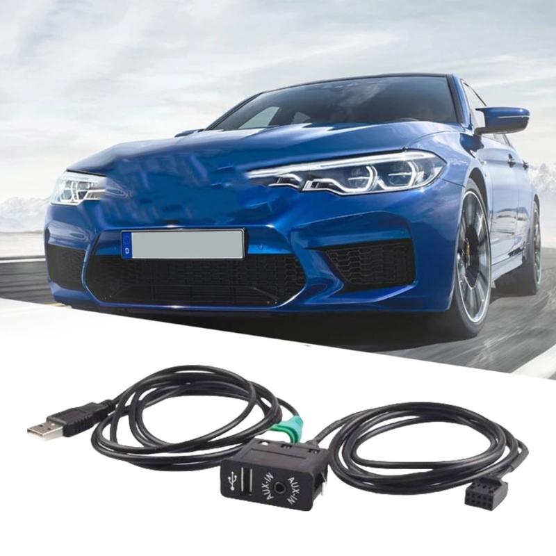 Adapter for E46 Automotive Accessories AUX in USB Switch Connector with USB Wire 10 Pin AUX Cable for Car Stereo