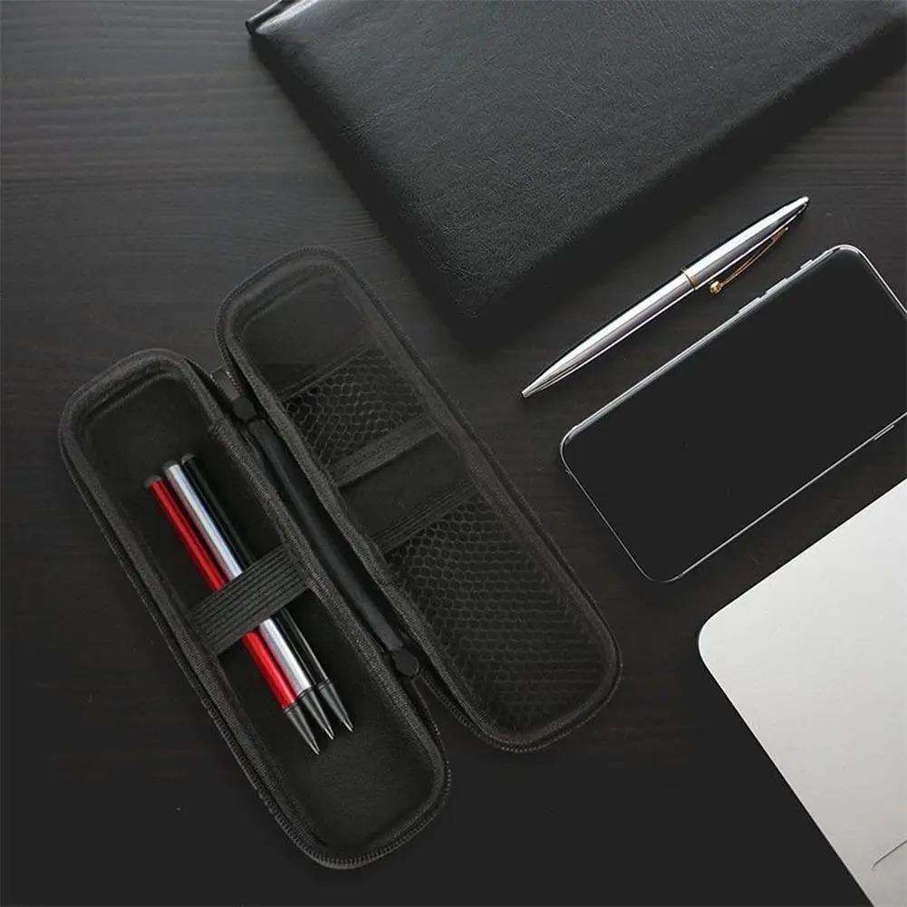 Estojo Preto Rígido para Canetas Estilo Minimalista Estojo para Lápis Estojo de Malha para Fones de Ouvido Organizador de Pincéis de Maquiagem Estojo com Zíper para Lápis Material Escolar