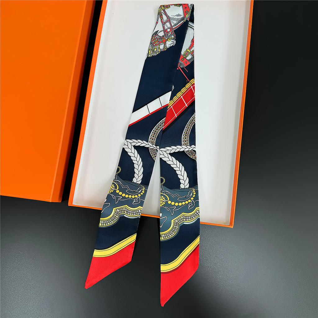 Gorgeous Saddle Twill Silk Scarf Women Fashion Scarf Luxury Skinny Bag Scarves Brand Design Foulard  Neckerchief Hair Headband