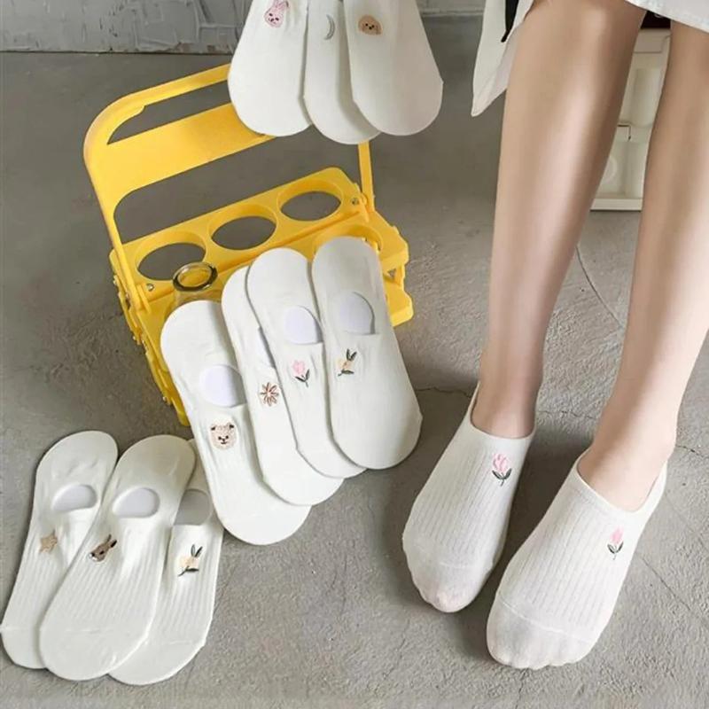 10 Pairs Women's Non-slip Invisible Socks Shallow Mouthed Boat Socks Female Soft Sock Breathable Short Sock
