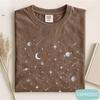 Celestial Scattered Pattern Shirt, Moon Stars Planets Galaxy Tee, Cosmic Constellation Top, Astrology Lover Gift
