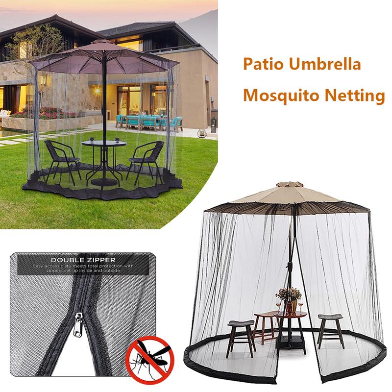 Umbrella Mosquito Netting for Outdoor Garden Patio Umbrellas Adjustable Rope Polyester Sunshade Mosquito Net for Travel Tent