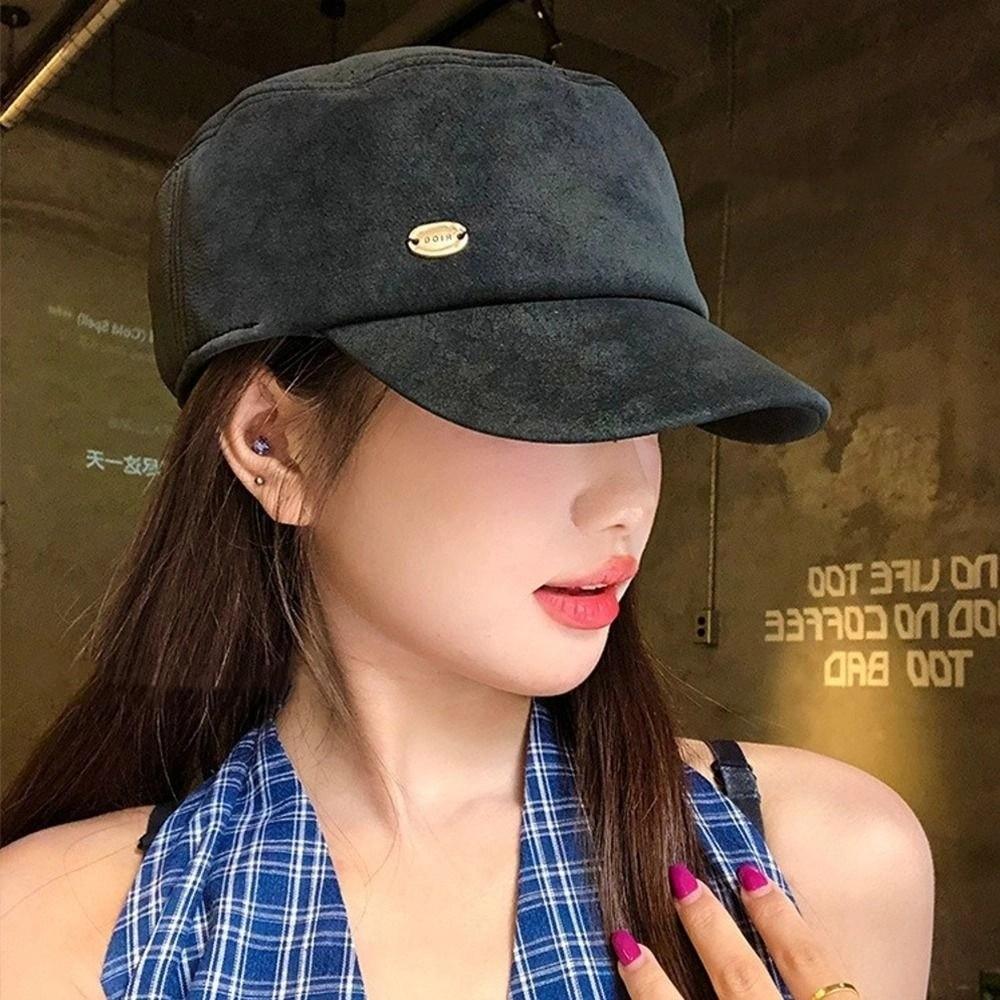 Vintage Suede Beret Flat Brim Beanie Cap Fashion Painter Berets  Women