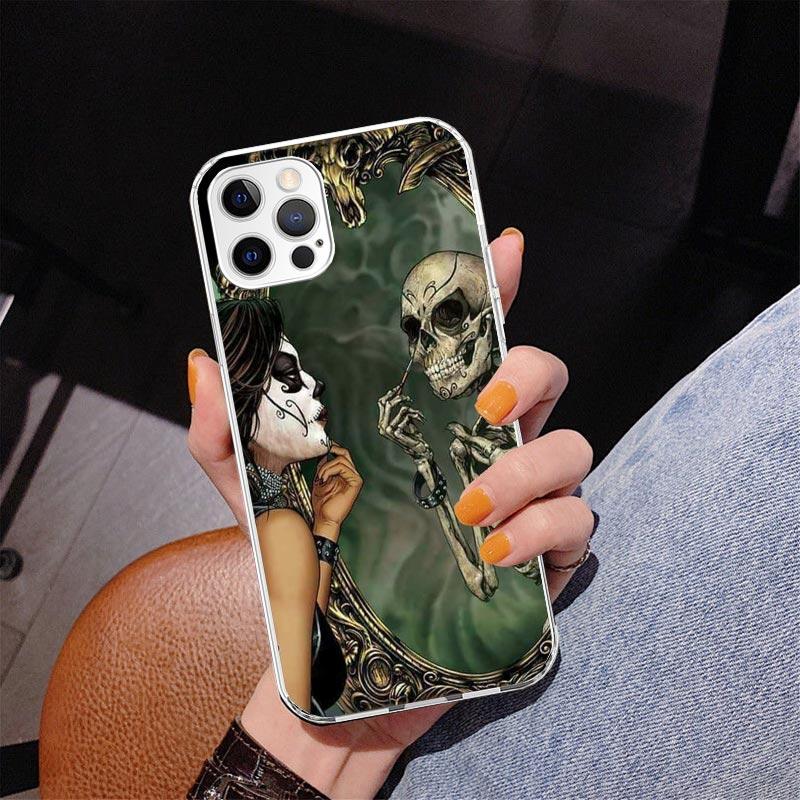 Catrina Beautiful Rose Girl Skull Phnoe Case for Iphone 17 Air 16 11 12 13 Mini 14 Plus 15 Pro Max 7 8E SE 2020 16ProMax Phone C