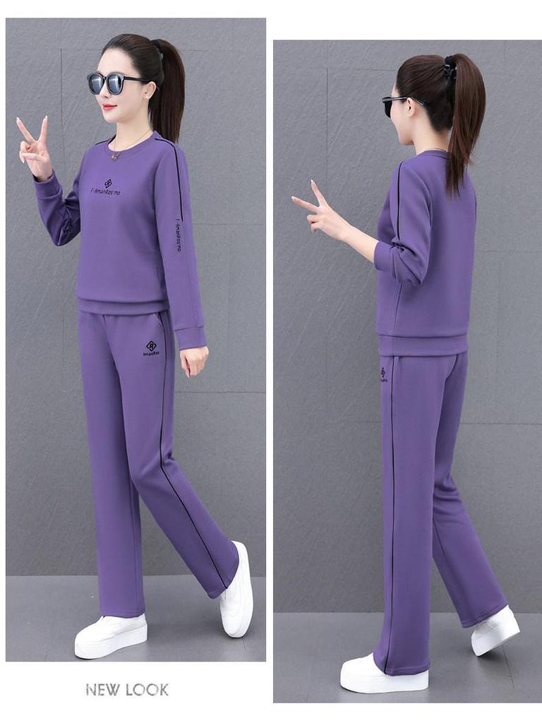 Women's Spring-Autumn Fashionable Loose Two-Piece Hoodie Set - Age-Defying Casual Sportswear for Middle-Aged Mothers, 2026 Style.