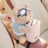 1Pc Cute Teddy Bear Car Tissue Holder & Trash Can 2-In-1 Organizer - Universal Car Armrest Storage Rack With Goggles  Car Trash