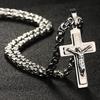 Diyalo Collane con Ciondoli Crocifisso Sacro di Gesù Cristo in Acciaio Inossidabile da Uomo Collane a Catena Lunga Ortodossa Gioielli per Ragazzi