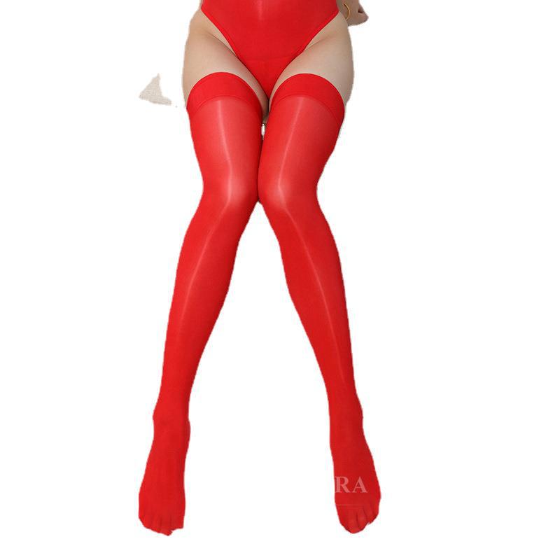 Luoying 8D Silky Black Oily High-Top Stockings