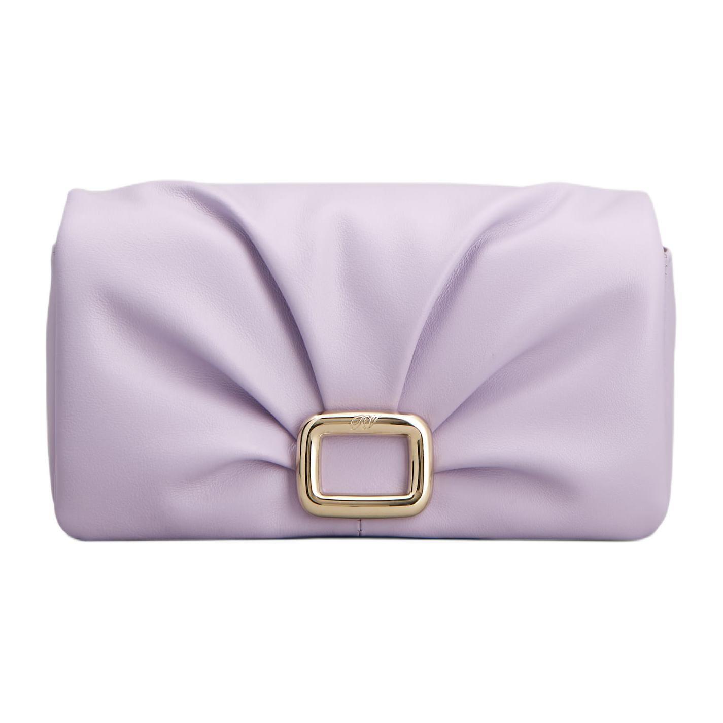 

Roger Vivier RV Viv Choc Elegant Pleated Design Leather Shoulder Crossbody Phone Bag Women Bags Purple RAWAWHO2300XMAL028 Basic Set (Bag+Dust Bag)