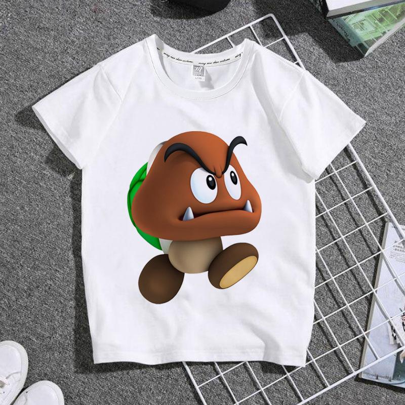 Children's Round Neck White Cartoon Game T-shirt