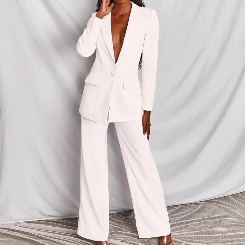 AutumnWomen's Fashion Elegant Long Sleeves Suit Straight-Leg Trousers Suit Already In Stock