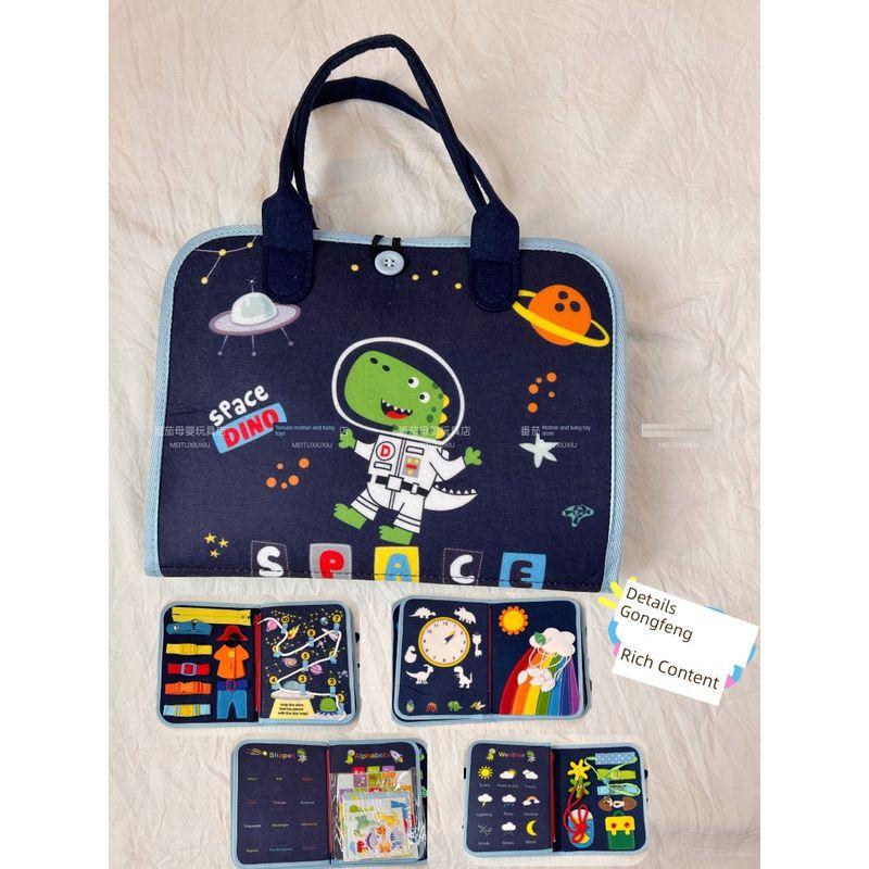 

Kids Tear-Proof Farm Animal Busy Felt Book Toys Early Education Pop-up Book Enlightenment Baby Cloth Book Satchel Blue Dinosaur Busy Book
