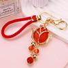 Charming Water Drill Moonstone Tulip Car Keychain For Women With Floral Design