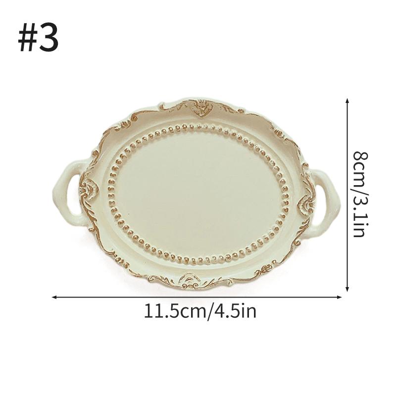 European Retro Storage Tray Resin Candle Jewelry Earrings Display Jewelry Storage Decoration Tray Resin Dish Plate Photo Props