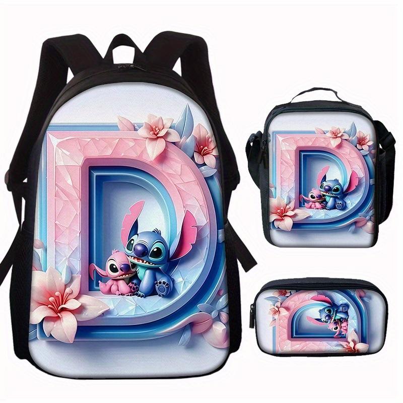 Stitc Schoolbag, Primary And Secondary School Student Backpack, Satchel, Pencil Case, Three-Piece Set, Animation Cartoon