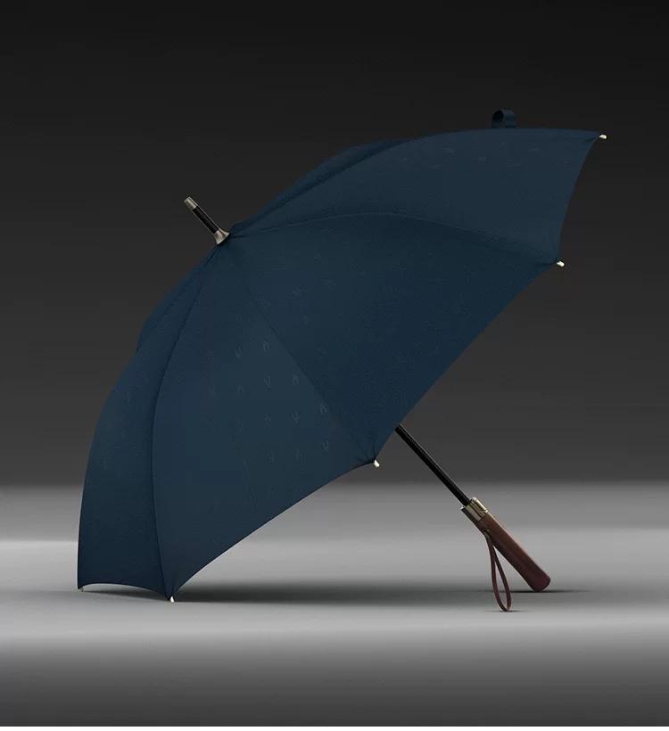 Olycat Retro Wooden Handle Double-Layer Oversized Reinforced Anti-Storm Rain Dual-Use Men Business Classy Long Handle Umbrella