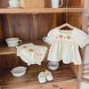 2024 Summer Baby Girl Floral Embroidered Top & Shorts Set