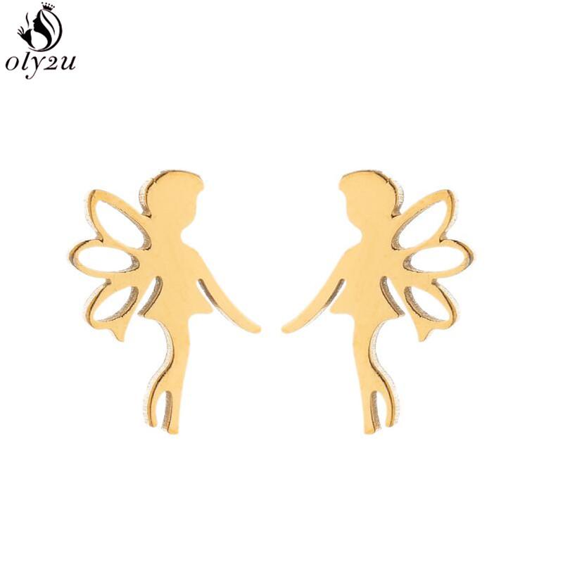 Funny Stainless Steel Gingerbread Man Earring Cartoon Ghost Ear Jewelry Girls Delicate Mermaid Fairy Earrings Gifts Accessories