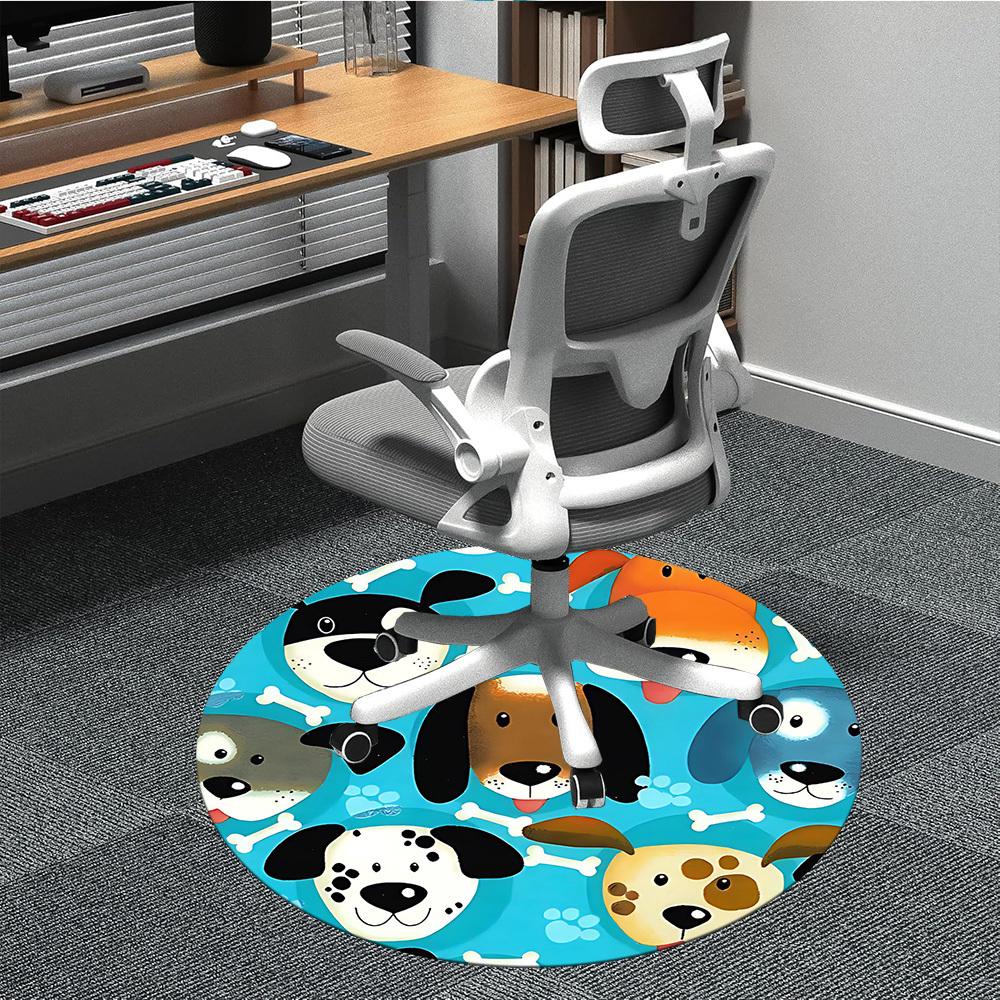 

1PCDogs Bones Office Round Area Rug, Indoor Mat Suitable For Office, Under Office Chairs Bedroom Living Room Home Decor, Room Deco010 80cm by 80cm
