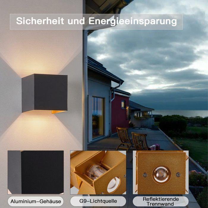 Applique murale LED - NETTLIFE - G9 - Noir/Doré - 3000K (Blanc chaud) - 10x10x10 cm