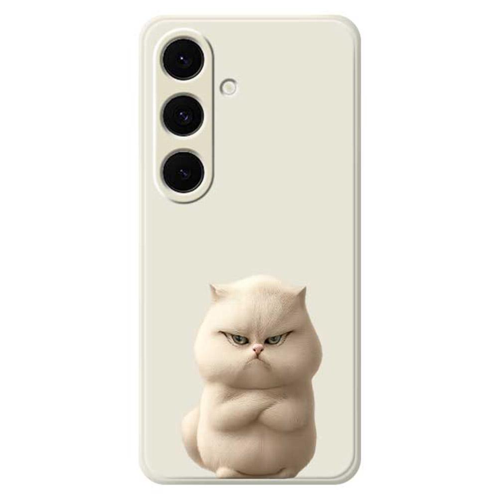 For Samsung Galaxy S25+ Case Angry Cat Pattern Printing Straight Edge TPU Phone Back Cover