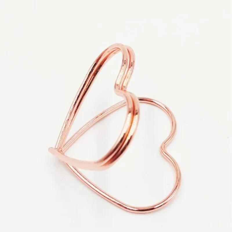 New 15PCS Heart-shaped Photo Clip Card Holder Wedding Table Decoration Retro Paperclips Rose Gold Mental Clips Stationary