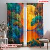 2pcs,2D Plane Printing Window Curtain Moonlit Canvas Polyester Woven (without Rod) Holiday for Bedroom, Living Room, Office