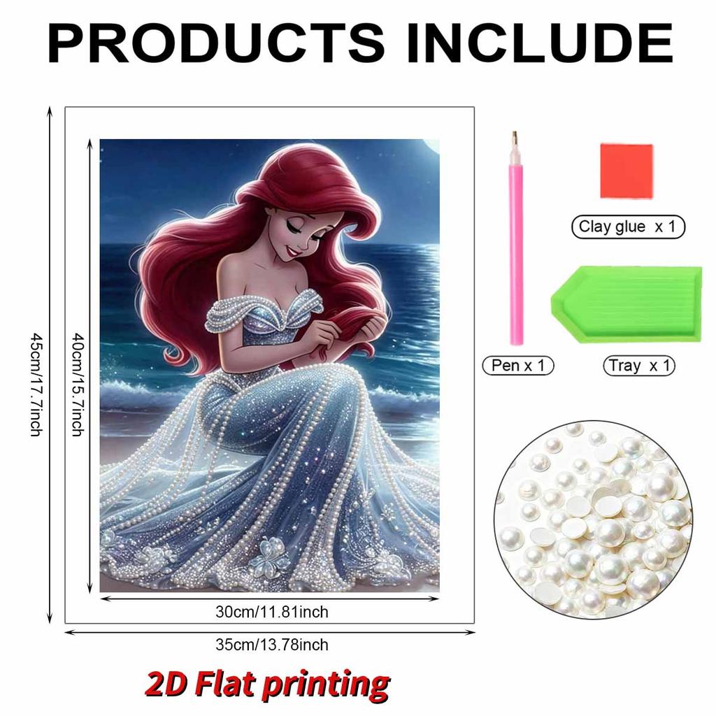 Disney Ariel DIY Pearl Artwork Jewelry Designed for Ariel A Handmade Gift Suitable for Wall Decoration, Suitable for Both Home and Office Environments