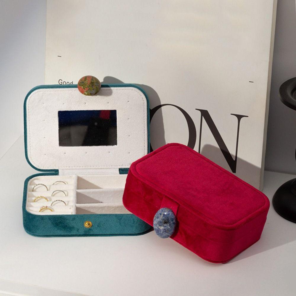 Exquisite Velvet Jewelry Box Stone Jewelry Organizer Case Portable Travel Jewelry Box  Travel Use