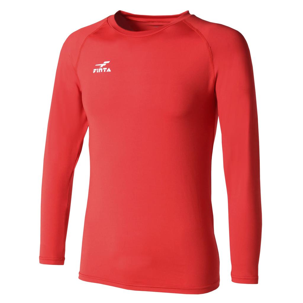 FINTA Junior Stretch Long Sleeve Cool Neck Undershirt FT5998 Red 130 Soccer/Futsal (7100)