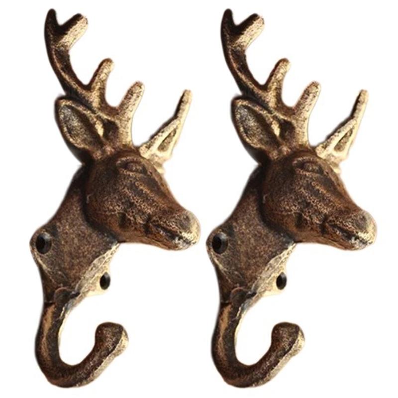 2 Pieces Deer Antler Sturdy Iron Wall Mounted Hook for Kitchen Supplies Bedroom Organizing Elegant Designs Daily Use