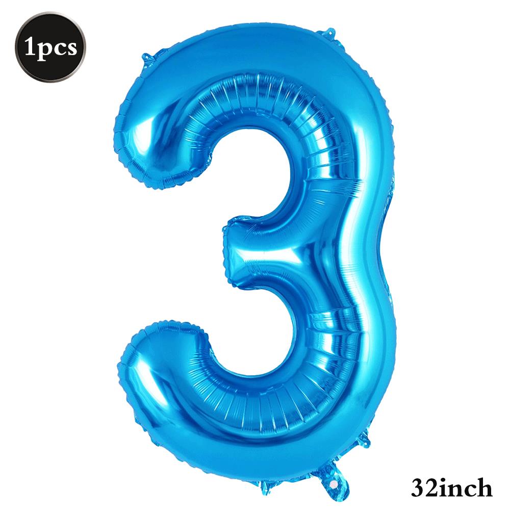 32Inch Multicolor Number 3 Balloon Large Number Balloons 0-9 Boys Girls Birthday Decoration Women Men Party Anniversary Supplies 5