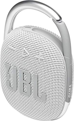 JBL CLIP4 Bluetooth Speaker, USB C Charging, IP67 Dustproof and Waterproof, with Passive Radiator, Portable, 2021 Model, White (JBLCLIP4WHT)