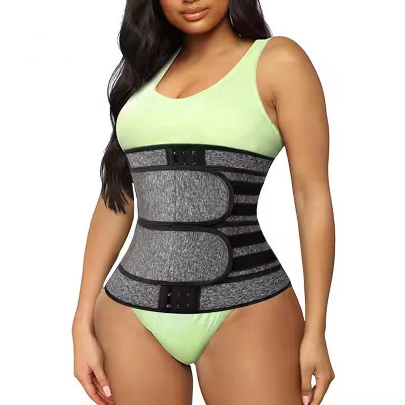 Double Belt Button Closure Neoprene Waist Trainer Sweat Body Shaper For Fitness Workout