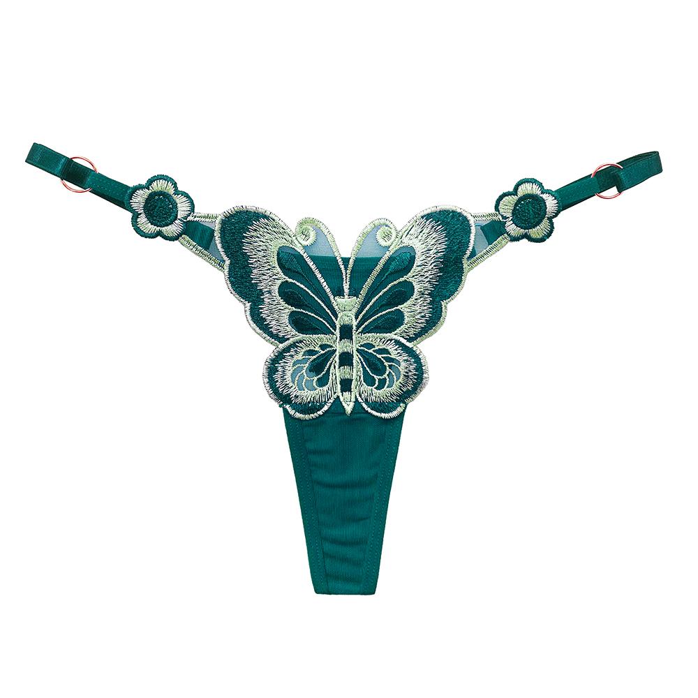 Erotisk G-streng Truse i åpen skritt Sexy Butterfly Undertøy String Broderi Thong