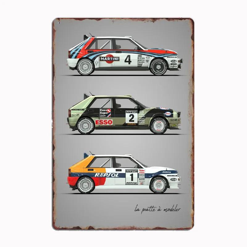 Lancia Classic Sports Quattro S1Rally Car Blueprints Metal Plaque Poster Club Home Bedroom Bar Tin Sign Room Decor Wall Decor
