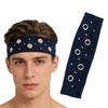 Elastische Punk Metal Oogjes Hoofdband, Unisex Brede Stretch Klinknagel Haarband, Retro Straat Sport Zweet Hoofdband