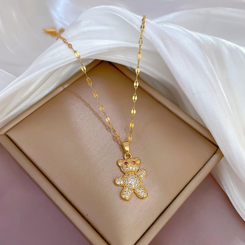 Women's Exquisite Clavicle Necklace with Titanium Steel, Copper, and Gold-Plated Micro-Inlays