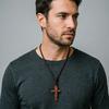 5 Styles Christian Jesus Cross Pendant Necklace Men Premium Selected Dark Brown Rope Chain Meditation Healing Neck Accessories