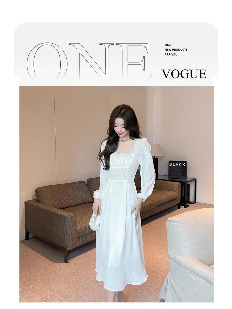 Frühlingsanfang Französisches Prinzessinnenkleid mit eckigem Ausschnitt für Damen