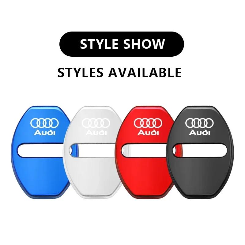 4PCS Car Door Lock Cover Stainless Steel Protection Accessories For Audi A1 A3 A4 A5 A6 A7 A8 B8 B9 B6 C6 Q2 Q3 Q