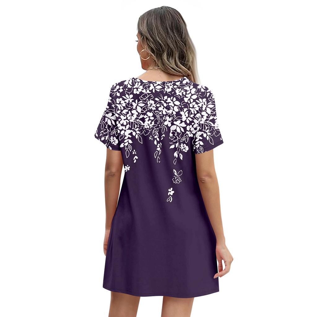 Women's Summer Casual Petal Slim Stripe Pleated Solid Color Dresses