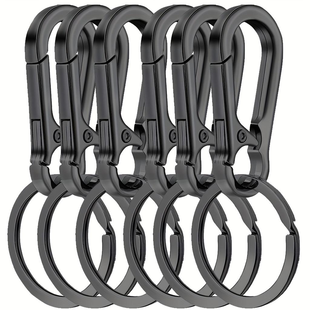 Set med 6 nyckelringar med metallklämma, avtagbara nyckelringar, metallnyckelringar, karbinhake nyckelringsklämmor, universella för både män och kvinnor.