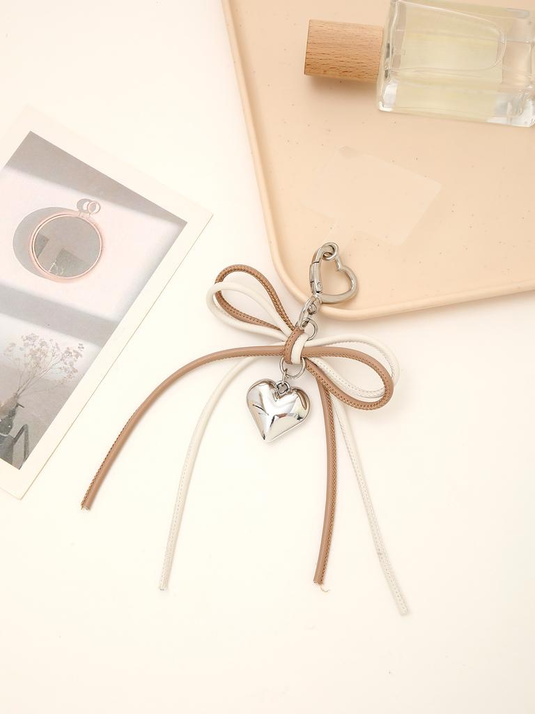 Ins New Leather Rope Love Bow Pendant Phone Case Keychain Hanging Accessories Love Buckle Phone Hanging Rope