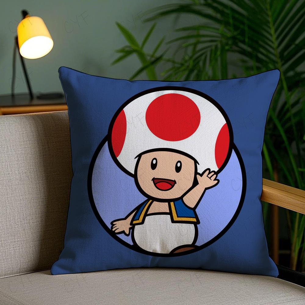 Super Cute Style M-MarioS Pillow Case Anti-dustmite Pillowcase Invisible Zipper Silky Short Plush Sofa Cushion Cover