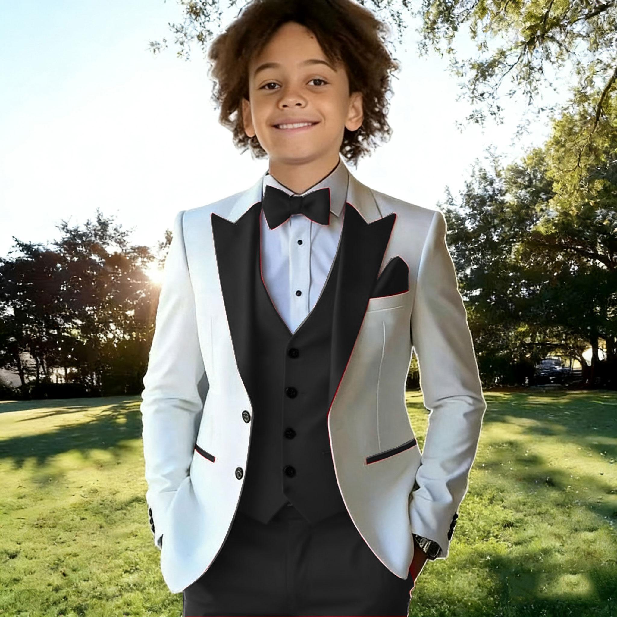 

Дитячі костюми 3 предмети Дитячі білі комплекти з піджаком Червоний жилет Штани Квіткові Дитячі офіційні вечірні костюми Дитячі весільні костюми Смокінги 150 чорний/білий