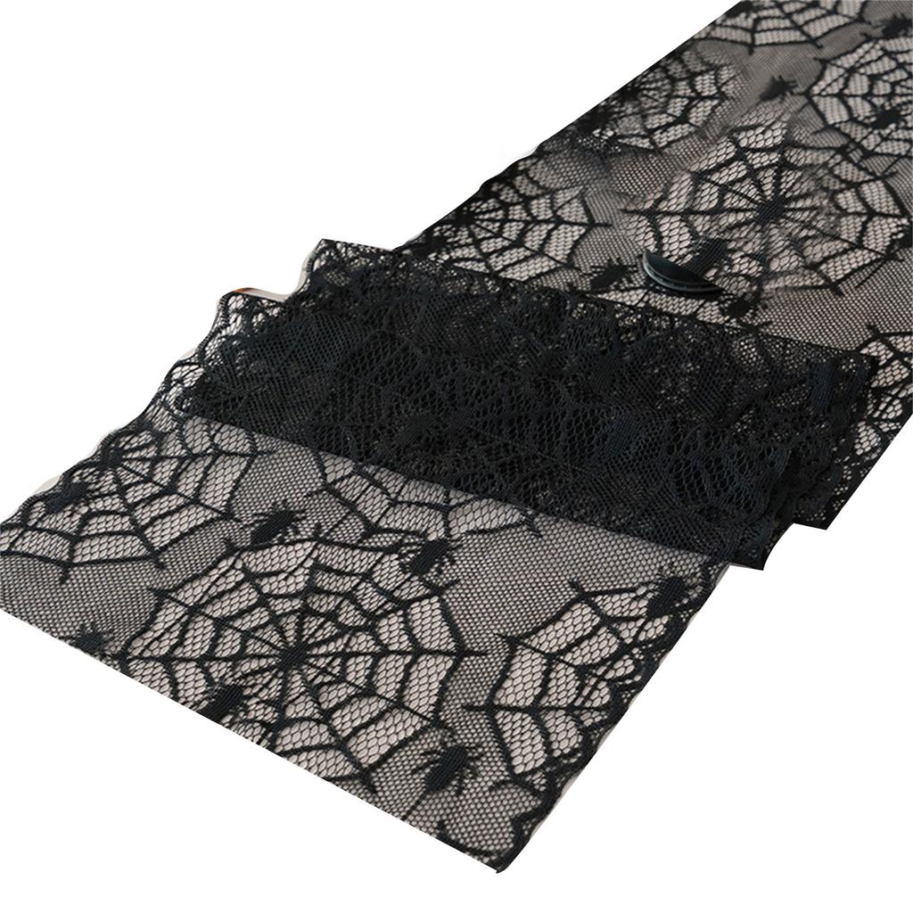 Halloween Black Lace Polyester Tablecloth for Party Decorations Fabric Easy To Cleaning Foldable Designs