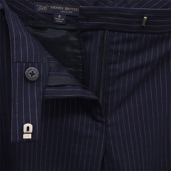 346 BROOKS BROTHERS wool blend stripe Slacks pants 8 Navy Women Used