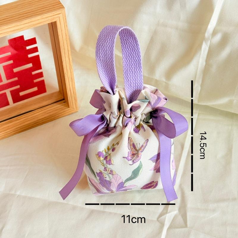 Retro Flower Handheld Candy Bags Wedding Gifts Packing Bags Portable Drawstring Candy Storage Bags Wholesale New 2025