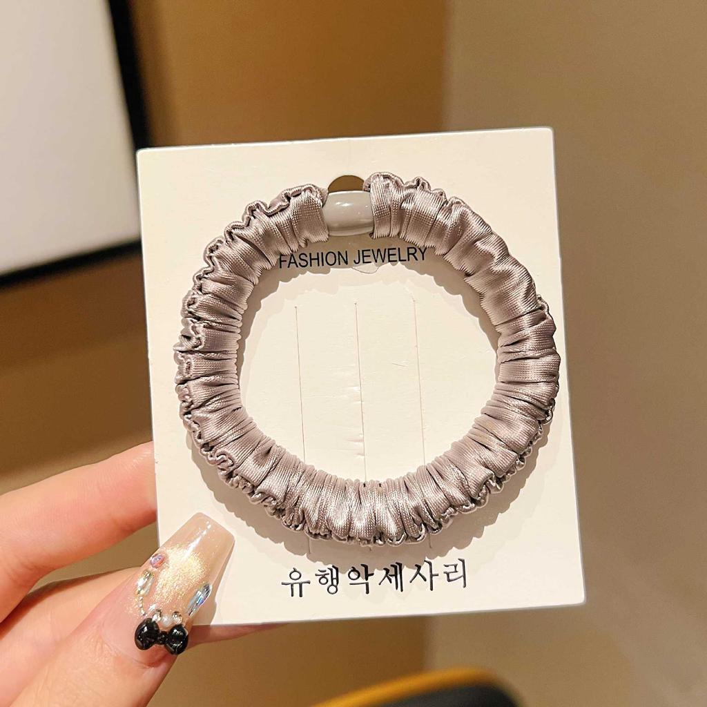 Premium Korean Style Ice Silk Pleated Hair Tie - Elastic Soft Ring for Simple Ponytails